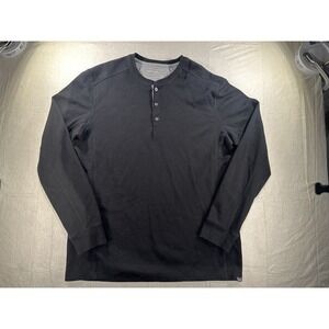 Eddie Bauer Black Thermal Waffle Knit Henley Long Sleeve Shirt Men's XXL Tall